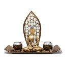 Buddha Set mit 2 Teelichthalter l=35cm