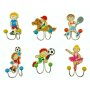 Set of 6 double coat hooks colorful sports motifs