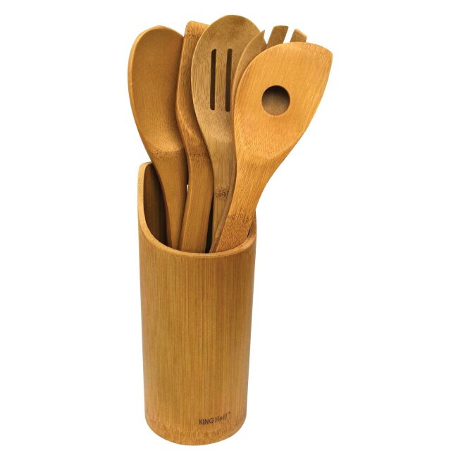 Kitchen tools set, 6 parts, helper set, wood, kitchen utensils