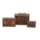 Schatkist set van hout, set van 3, ca. 16 x 12 x12 cm