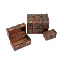 Schatkist set van hout, set van 3, ca. 16 x 12 x12 cm