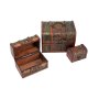 Schatkist set van hout, set van 3, ca. 16 x 12 x12 cm