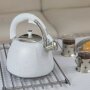 Flute Kettle Kettle 2,2Liter White Marble Look Retro Stainless Steel Kinghoff For Induction Electric Gas Stoves