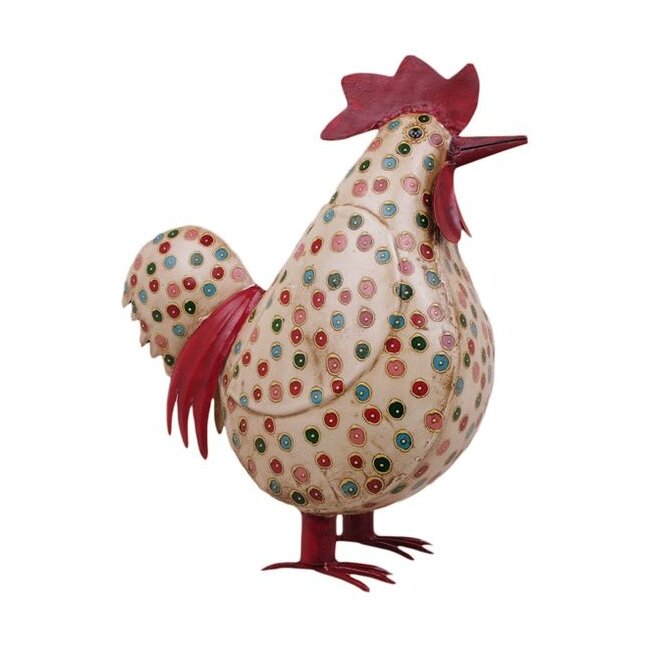 Garden metal decorative figure chicken colorful 43 cm