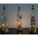 LED bottle mail "Flowers", bottle with 2 flowers and bird