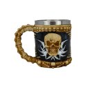 Edelstahl Tasse Totenkopf Totenkopf auf Schwarz | Silber ornamenten