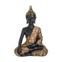 Buddha sort/guld, ca. 21 cm - hænder på skødet