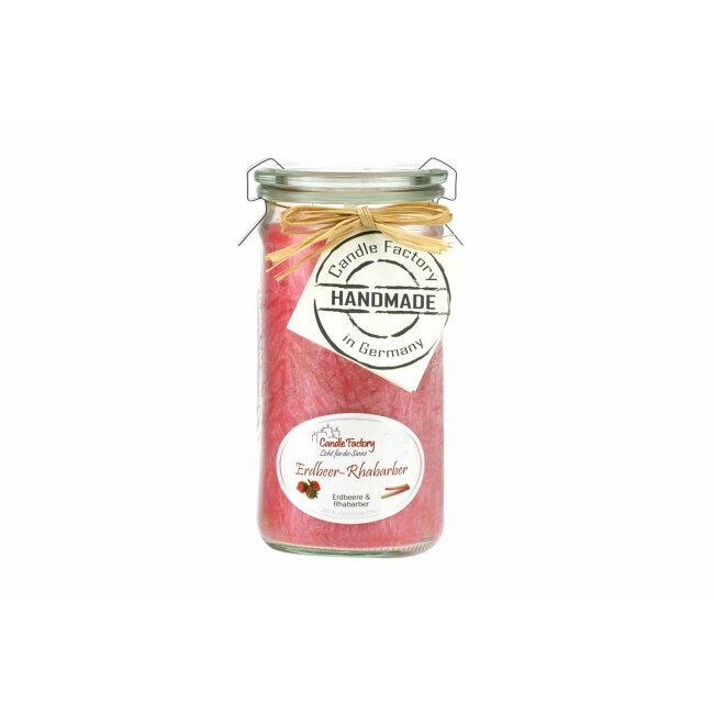 Candle Factory scented candle mini jumbo "Strawberry-Rhubarb", coral red