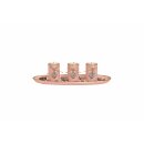 Tealight holder with decorative stones made of wood, pink...