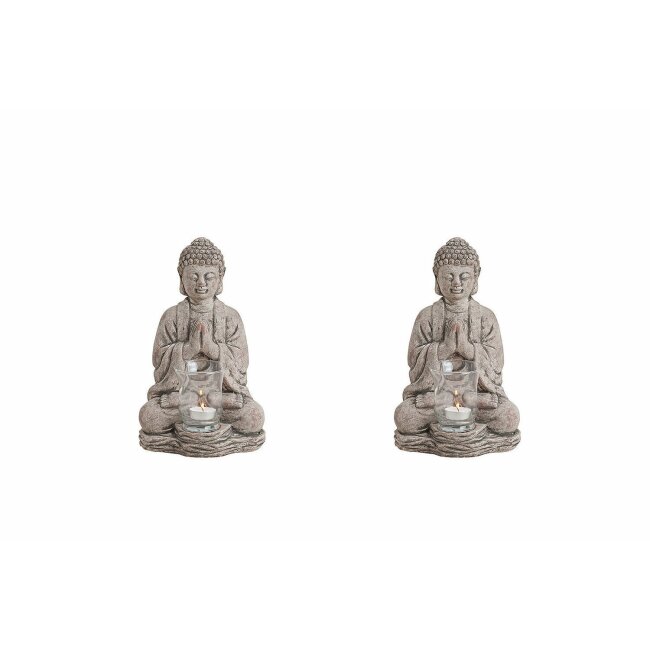 Tealight holder Buddha set of 2, approx. 18 x 15 x 30 cm