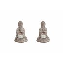 Teelichthalter Buddha 2er Set grau, ca. 13 x 12 x 19 cm