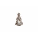 Teelichthalter Buddha 2er Set grau, ca. 13 x 12 x 19 cm