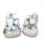 Set van 2 Zegels Figuur op Steen Moin Maritieme Deco, ca.7 x 4 x 9 cm