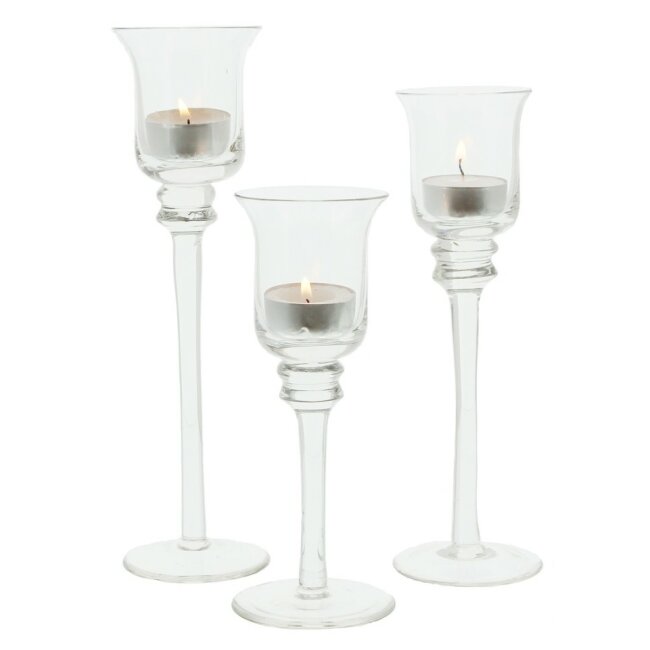 Glas-Kerzenhalter, 3er Set verschiedene Größen Ø 3,5cm - Benera, 19,9