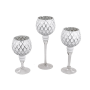 Romantic glass goblets as tealight holders, white/silver, in set of 3