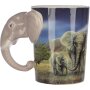 Tasse Elefant Henkel mit Savanne Abziehbild