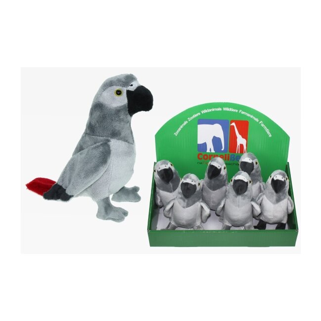Plush gray parrot 19 cm