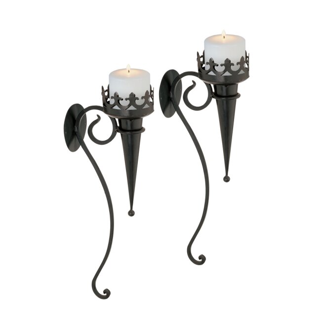 Wall candle holder 2pcs set torch in castle style