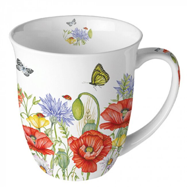 Summer porcelain cup with sea of flowers