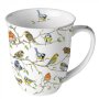 Porcelain cup with colorful bird motif