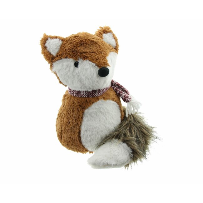 Doorstop small fox with fluffy tail, red brown fox made of polyester