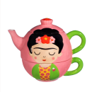 Teekanne Frida Kahlo, kunstvoller Teekessel mit Tasse und...