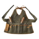 Womens apron for gardening, fitted apron in a green shade