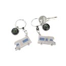 Metal key ring with motorhome and compass