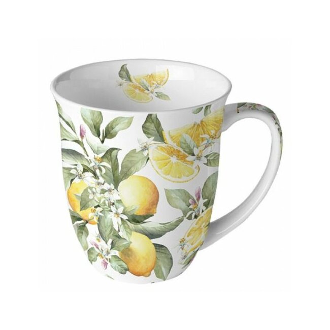 Summer porcelain cup with lemon design