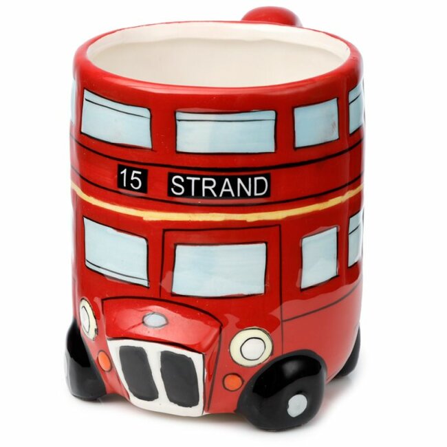 London Doppeldecker Bus Tasse aus Dolomit, roter Becher im englischen Design