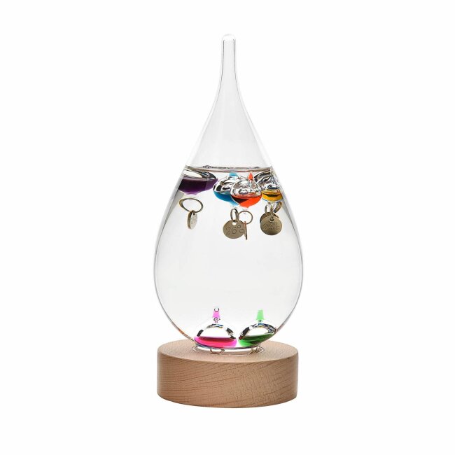 Galileo Thermometer tropfenförmig, schönes Geschenk mit schwebenden Libellen zur Temperaturanzeige